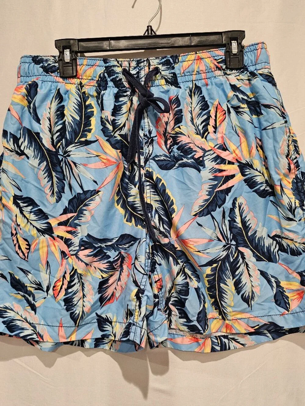 Kanu Surf Men's XL Blue Hawaiian Swim Trunks Board Shorts Elastic Waist Pocket